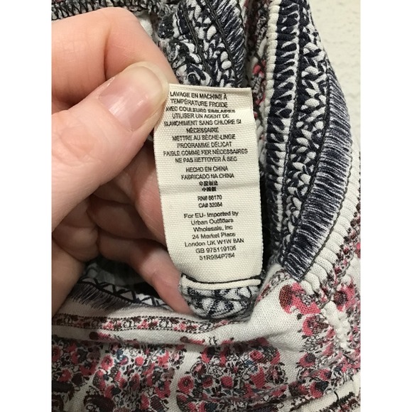 Free People Boho Patchwork Harem Pants Linen Blend Tapered Festival Women's M - Picture 5 of 7